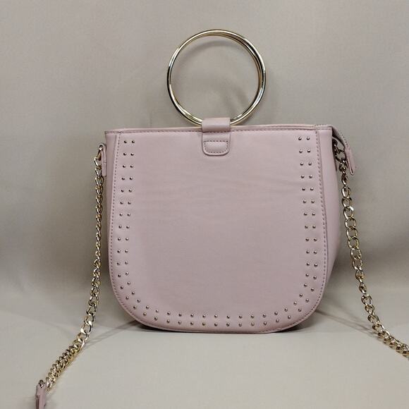 Elegant Studded Gold Light Baby Pink Chain Boho Chick Sheek Crossbody Bag Purse - Picture 3 of 16